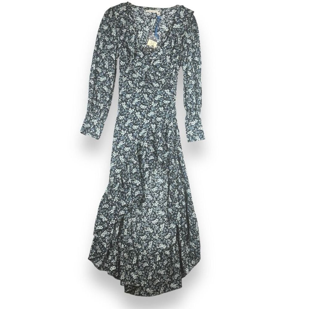 Womens Maxi‎ Dress Size XS Blue Floral Fairy Flowy Coquette Ethereal Peasant NEW
